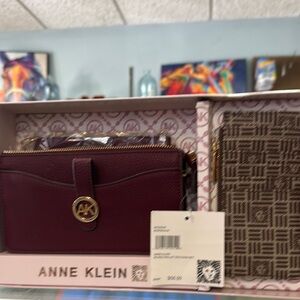 Anne Klein Maroon and Gold Handbag